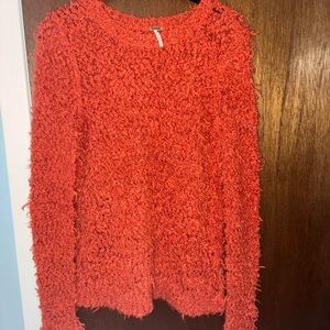 Free People September Song Shaggy Eyelash Knit Sweater - Burnt Orange - Size S